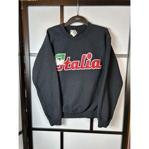 Gildan Italia Italy Italian Long Sleeve Pullover SweatShirt Black Small Unisex